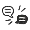 two chat bubbles communicating with each other