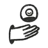 A hand reaching out holding a portrait of a person