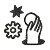 Hand, die nach einem Formensymbol greift