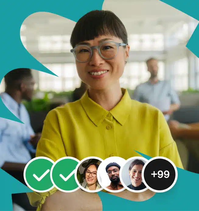 Female employee in yellow shirt smiling